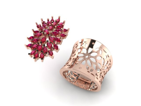 Engagement Wedding Solitaire Marquise colour stone 3D Model