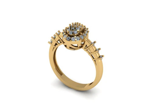 Ausgefallener Ring f&uuml;r Diamanten 3D Modell