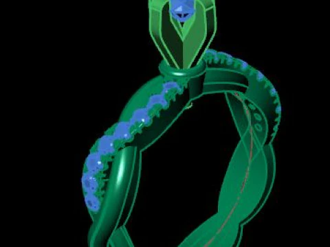 Solitair ring for daimonds 3D Model