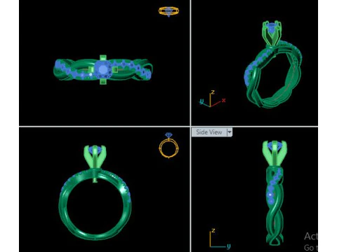 Solitair ring for daimonds 3D Model