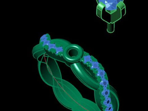 Solitair ring for daimonds 3D Model