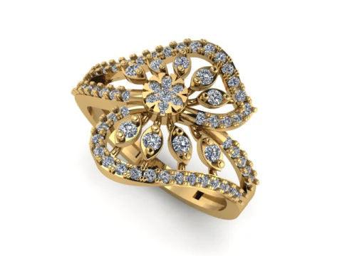 现代时尚钻石新娘戒指 3D 模型