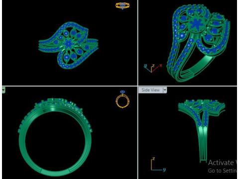 Modern Fashion Diamond Bridal Ring Modelo 3D