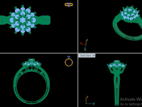 Fancy wedding ring for daimonds 3D Model