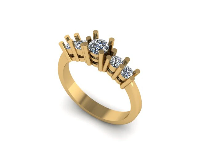 Solitair 5 Stone Ring 3D Model .c4d .max .obj .3ds .fbx .stl .blend 