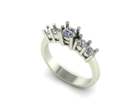 Solitair 5 Stone Ring 3D Model