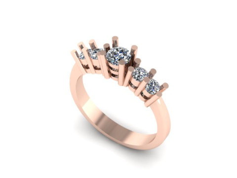 Solitair 5 Stone Ring 3D Model