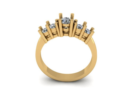 Solitair 5 Stone Ring 3D Model