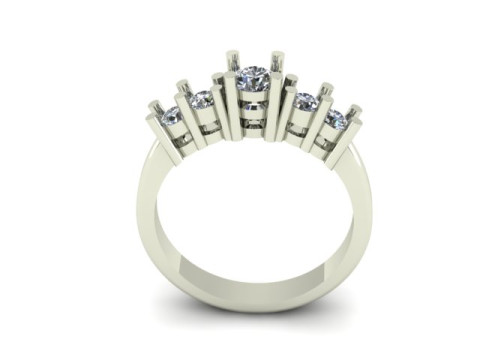 Solitair 5 Stone Ring 3D Model
