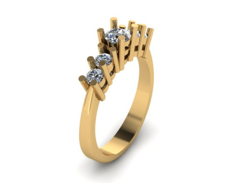 Solitair 5 Stone Ring 3D Model
