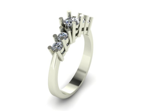 Solitair 5 Stone Ring 3D Model