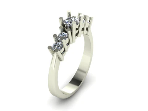 Solitair 5 Stone Ring 3D Model