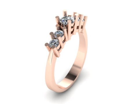 Solitair 5 Stone Ring 3D Model