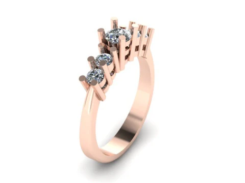 Solitair 5 Stone Ring 3D Model
