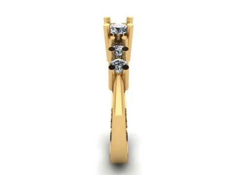 Solitair 5 Stone Ring 3D Model