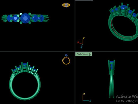 Solitair 5 Stone Ring 3D Model