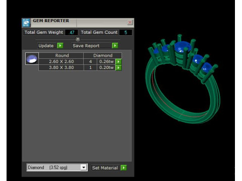 Solitair 5 Stone Ring 3D Model