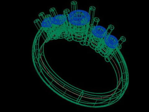 Solitair 5 Stone Ring 3D Model