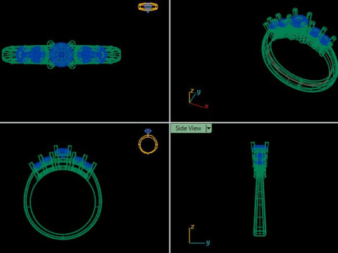 Solitair 5 Stone Ring 3D Model