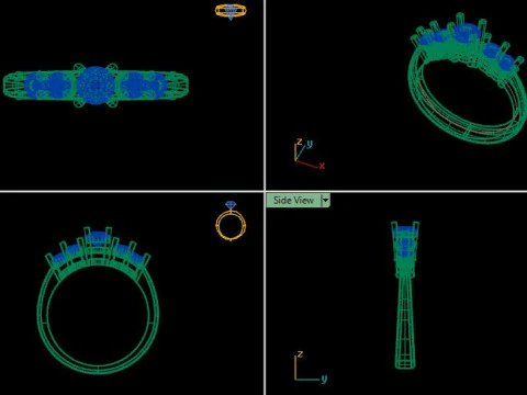 Solitair 5 Stone Ring 3D Model