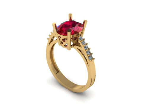 Cincin Ruby dan Berlian Model 3D