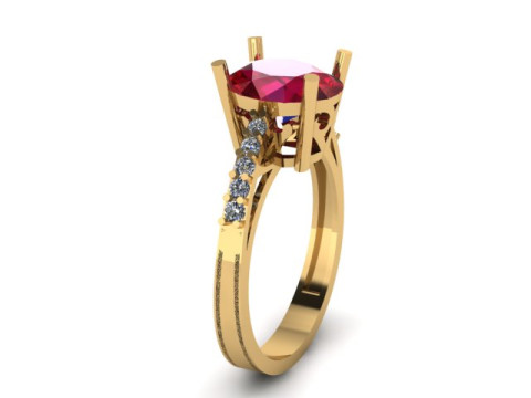 Ruby and Daimonds ring 3D 模型