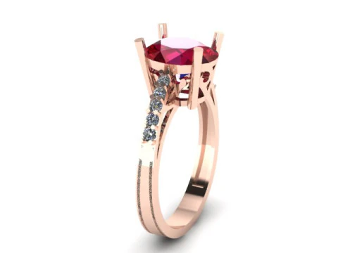 Ruby and Daimonds ring 3D Model