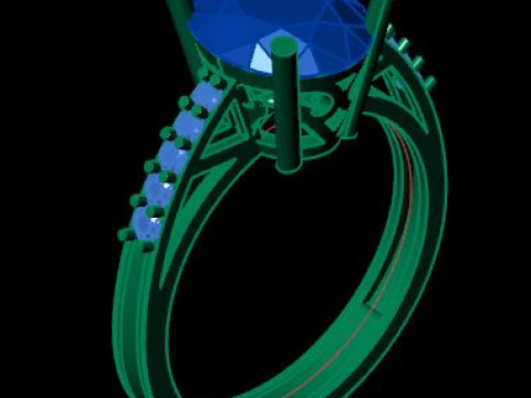 Ruby and Daimonds ring 3D 模型