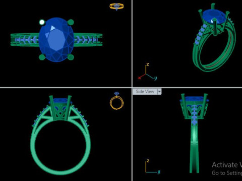 Ruby and Daimonds ring 3D 模型