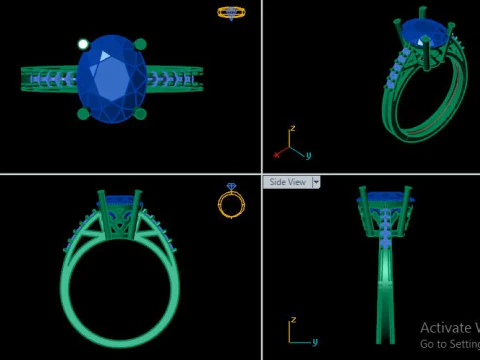 Ruby and Daimonds ring 3D Model