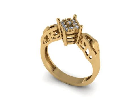 Cincin kawin pertunangan dengan permata Model 3D