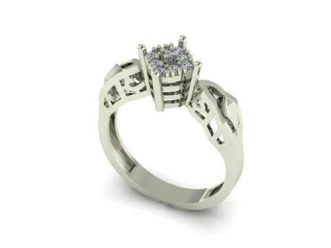 Engagement wedding ring with gem 3D Модель