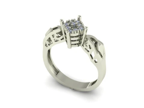 Engagement wedding ring with gem 3D Model