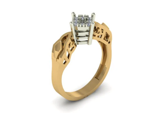 Engagement wedding ring with gem 3D Model