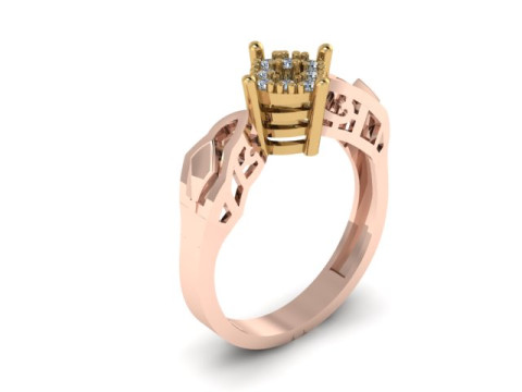 Engagement wedding ring with gem 3D Модель