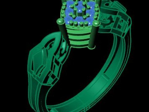 Engagement wedding ring with gem 3D Модель