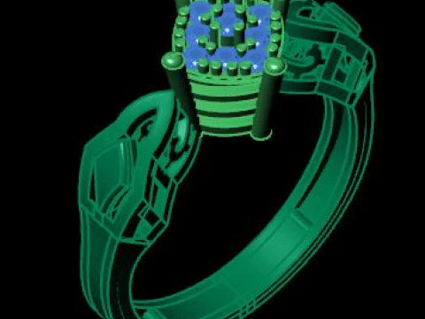 Engagement wedding ring with gem 3D Model