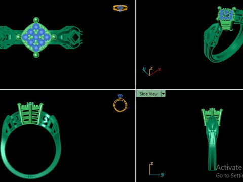 Engagement wedding ring with gem 3D Модель