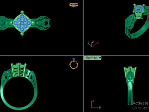 Engagement wedding ring with gem 3D Model