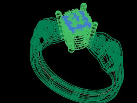 Engagement wedding ring with gem 3D Model