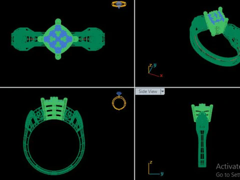 Engagement wedding ring with gem 3D Model