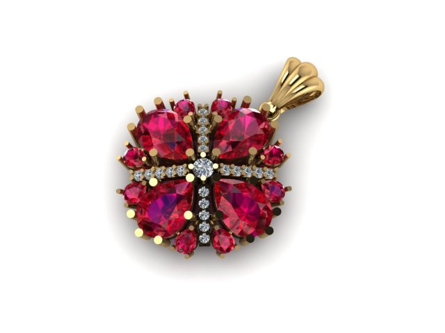 Ruby Emerald and daimond pandent Modèle 3D .c4d .max .obj .3ds .fbx .stl .blend 