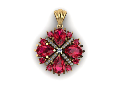 Ruby Emerald and daimond pandent Modèle 3D