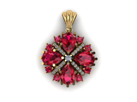 Ruby Emerald and daimond pandent 3D Model