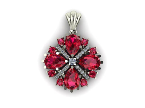 Ruby Emerald and daimond pandent Modèle 3D