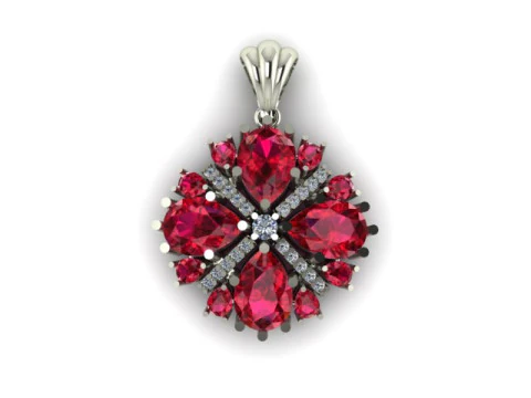 Ruby Emerald and daimond pandent 3D Model