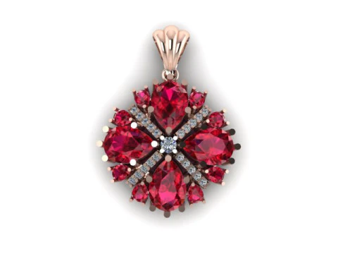 Ruby Emerald and daimond pandent 3D Model
