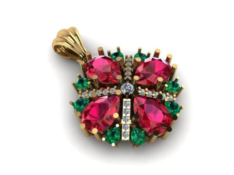 Ruby Emerald and daimond pandent 3D Model