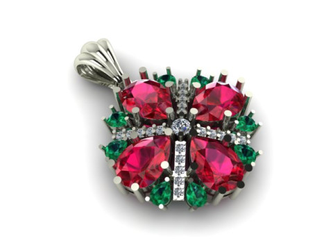 Ruby Emerald and daimond pandent Modèle 3D