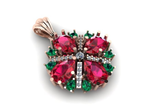 Ruby Emerald and daimond pandent Modèle 3D
